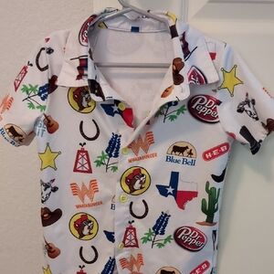 Kids Texas-Themed Shirt with Colorful Logos